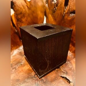 Vintage Bed Bath & Beyond Square Real Wood Tissue Box Cover 🗃️